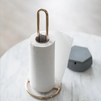 

Iron Paper Towel Rack Ornaments Dining Table Kitchen Bathroom Roll Holder Thick Standing Tissue Storage Rack