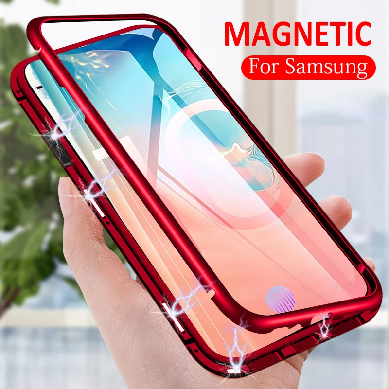 

Magnetic Case On The For Samsung Galaxy S10 Plus Glass Back Cover Magnet Adsorption Filp sumsung S9 S8 S10E S10plus S 10 9 Coque