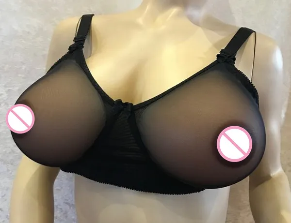 

C-H Cup Pocket-bra Huge Cup Crossdresser Bra Sexy Lace Transparent Shemale Bra Silicone Breast Form Bra Not include Breast