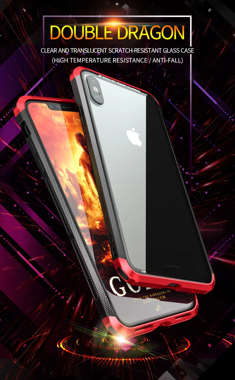 LUPHIE Luxury Clear Glass Case For iPhone X XS Max XR Metal Bumper (1)