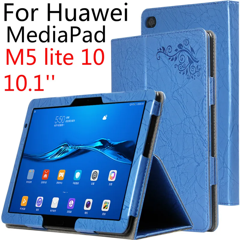 

New Printed flower case For Huawei MediaPad M5 lite 10 BAH2-W19/L09/W09 10.1" case PU flip stand case for M5 Lite 10 funda cover