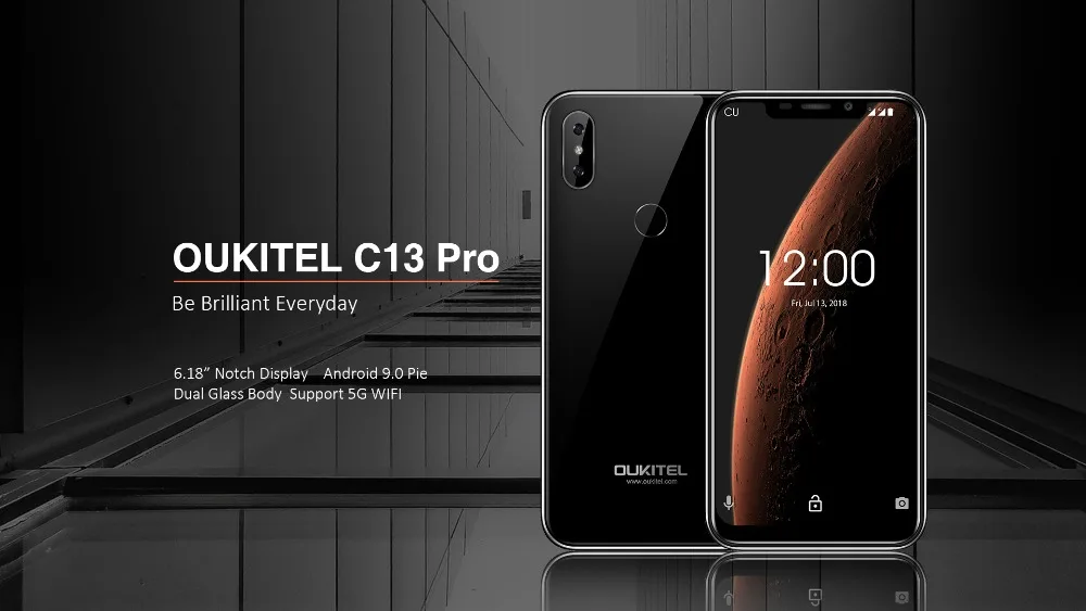 Oukitel C13 Pro, 5G/2,4G, Wi-Fi, Android 9,0, 6,18 дюйма, 19:9-дисплей, распознавание лица, 2 Гб ОЗУ, 16 Гб ПЗУ, мобильный телефон, 3000 мА/ч, 4G, отпечаток пальца