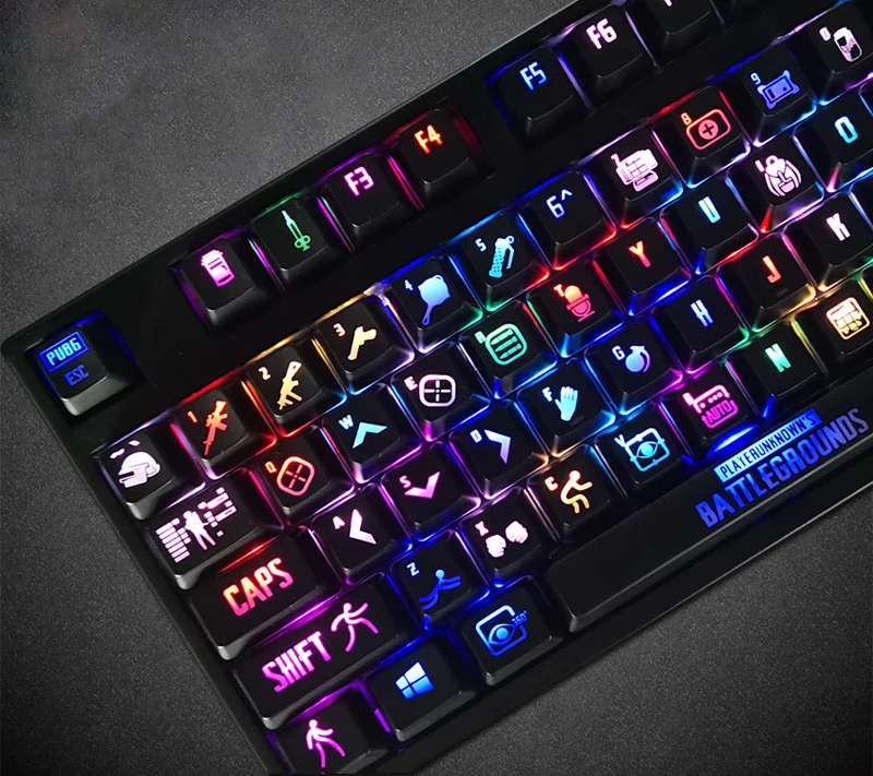  108 keys/set Personality Translucent Mechanical Keyboard Key Cap Exclusive For PUBG ABS Black keyca