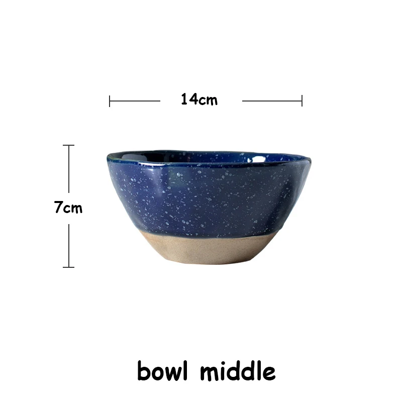 Звездная ночь набор керамической посуды Плоский Поднос кофейная чашка фарфоровая посуда для торта кофейная чайная кружка суп рисовая чаша S чайная k тарелка 1 шт - Цвет: Bowl middle