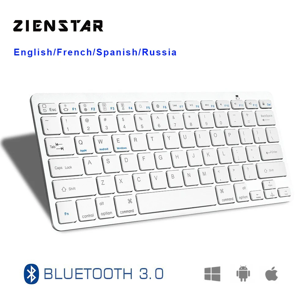 Ультра тонкая беспроводная Bluetooth клавиатура Zienstar для