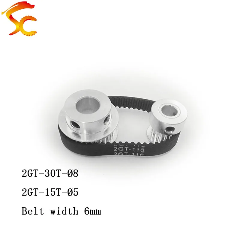 

High quality,Timing Belt Pulley GT2 30 teeth 15 tooth Reduction 2:1/1:2 3D printer accessories belt width 6mm,Bore 8&5mm