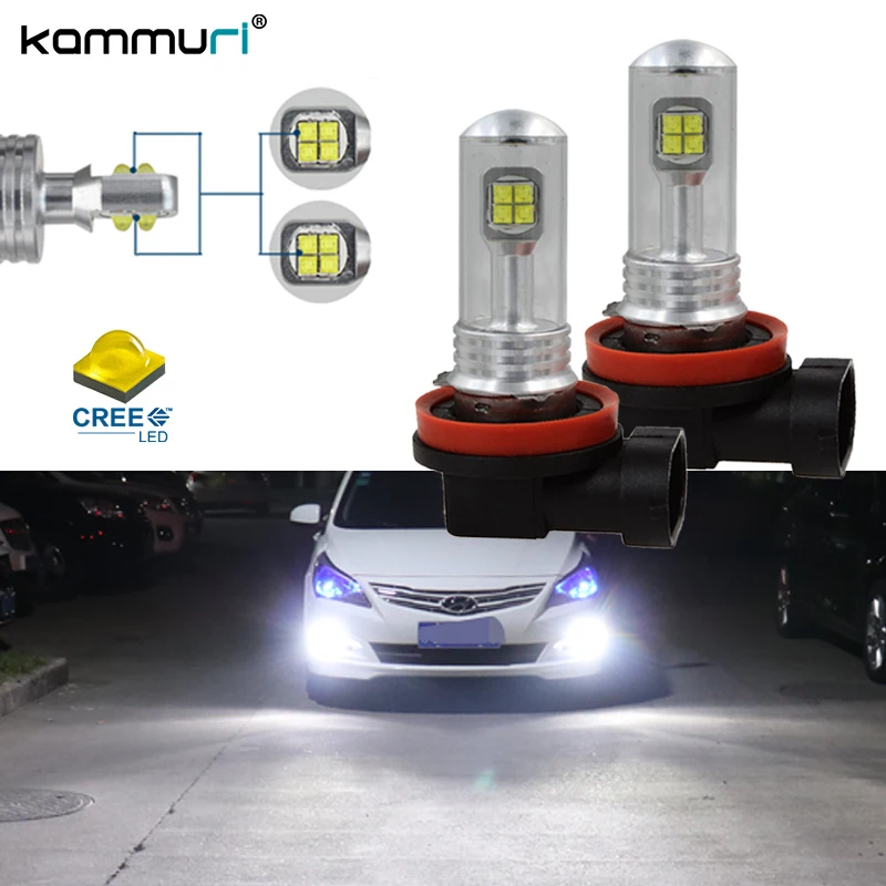 H8 H11 LED Fog Lights DRL Lamps For Hyundai Sonata Accent Azera Elantra
