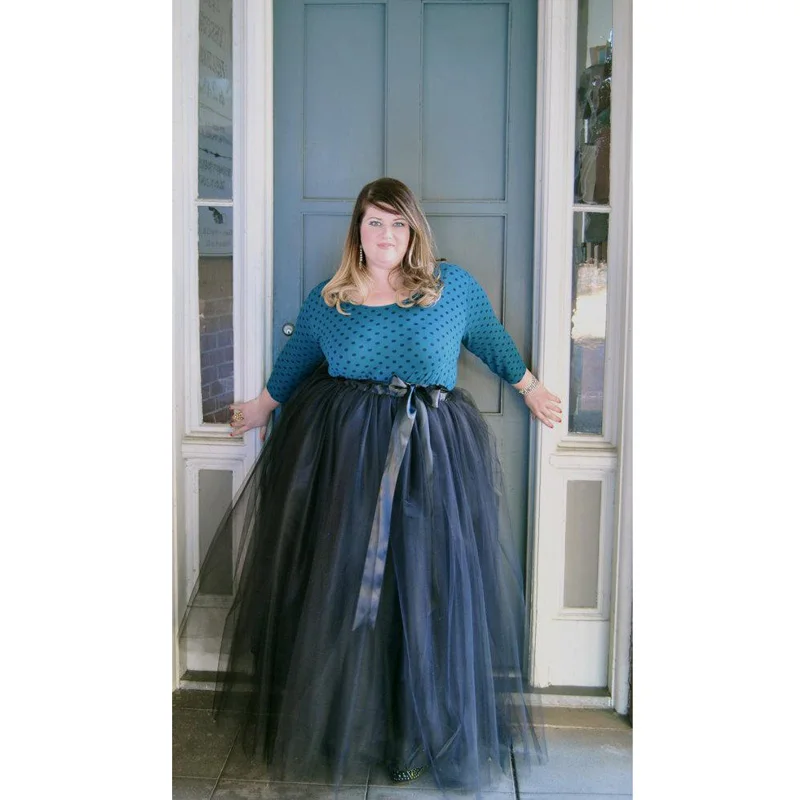Новое поступление, винтажная длинная юбка из тюля размера плюс, черная, осенняя, зимняя, стильная, с завязками на талии, юбка макси для женщин, на заказ