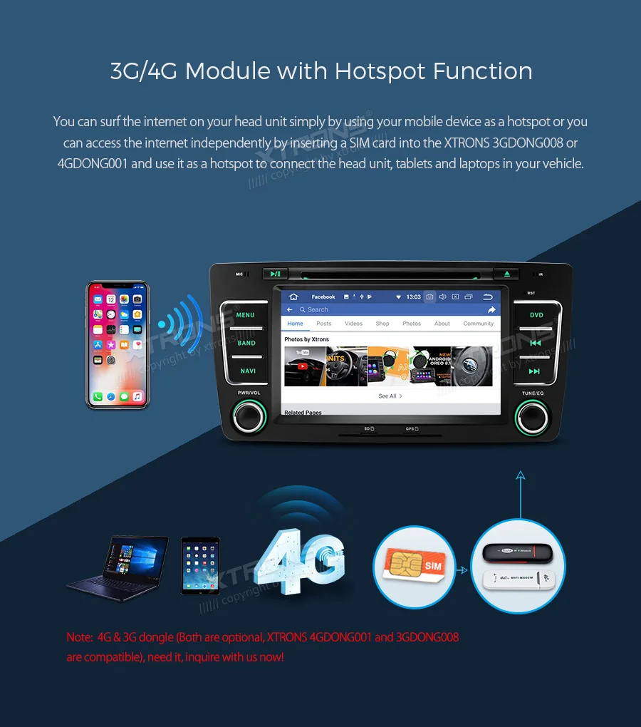 Clearance XTRONS 7" Android 8.1 2din Car Multimedia DVD Player for Skoda Octavia 2009-2013/Yeti 2008-2014 RCA GPS Navigation 12