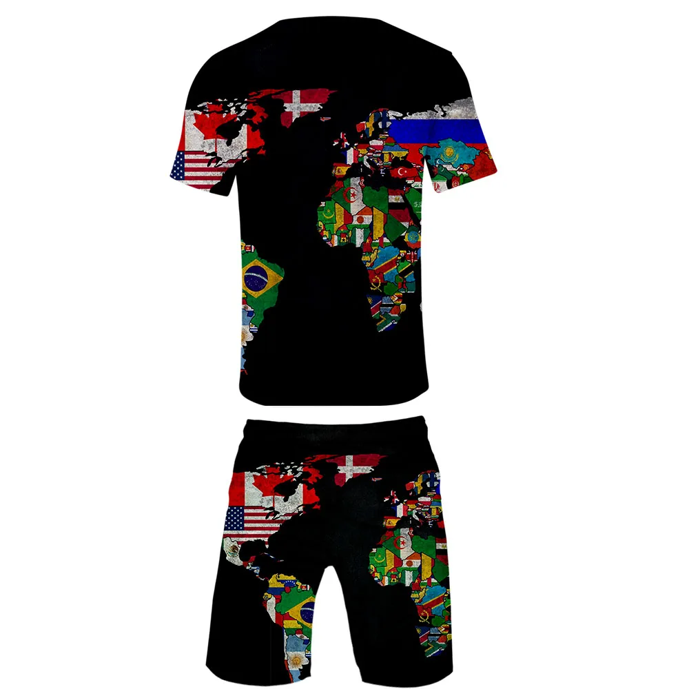 Cool WORLD MAP Cool Harajuku Fashion New Arrival 3D Streetwear two piece set O-neck tshirt and shorts Map accessories Men's Set Cool WORLD MAP Cool Harajuku Fashion New Arrival 3D Streetwear two piece set O-neck tshirt and shorts Map accessories Men's Set