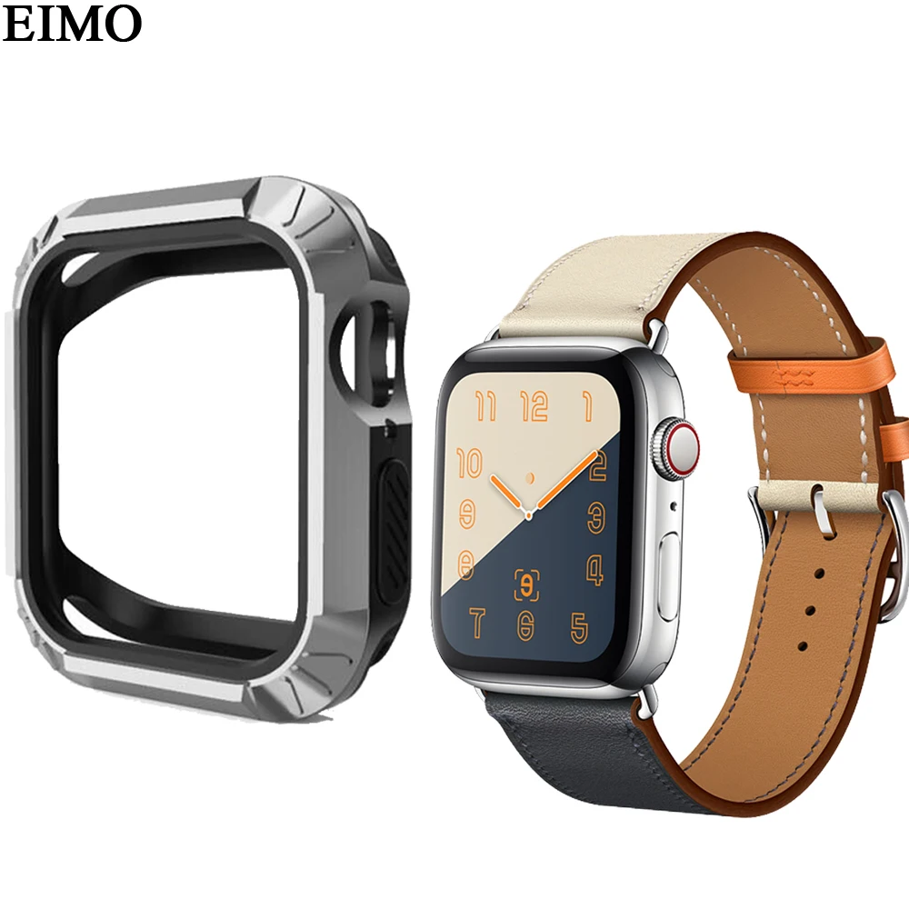 

EIMO Protector Cover For Apple Watch 4 case 40MM 44MM iwatch band series 4 Replacement Silicone PC Two in one Anti-fall Shell