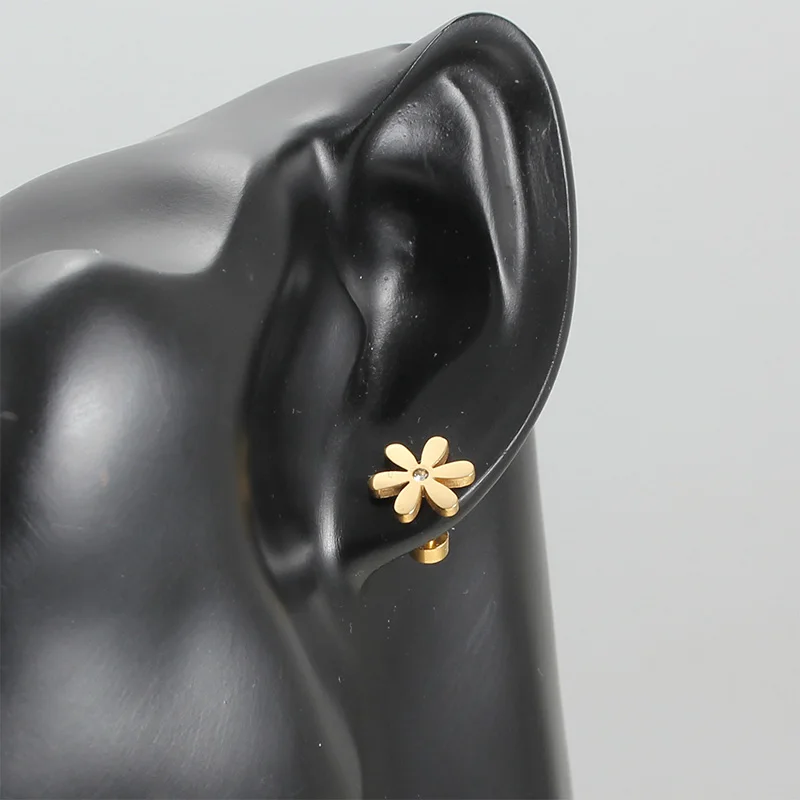 Модные серьги из нержавеющей стали с цветами для женщин и девушек милые детские