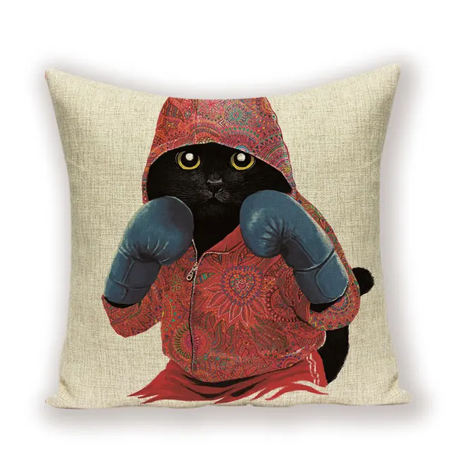 Cat Cushion Covers Cute Animal Decorative Pillow Covers Woven Handmade