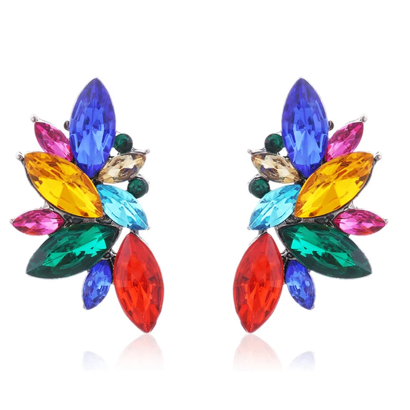 

2018 NEW Brincos Rhinestone Earrings For Women Vintage Earring Statement Flower Pendant Earrings For Women Jewelry Wholesale