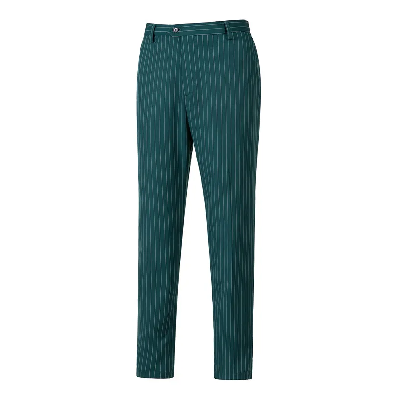 

Summer Wedding Men Suit Pants Striped Wool Casual Business Blazer Straight Dress Pants Turquoise