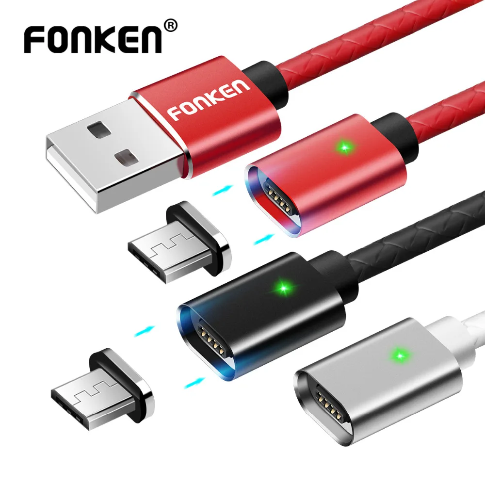 Магнитный кабель FONKEN, быстрая зарядка, магнитный кабель Micro USB и type C, кабель для синхронизации данных, кабели для телефонов, быстрая зарядка