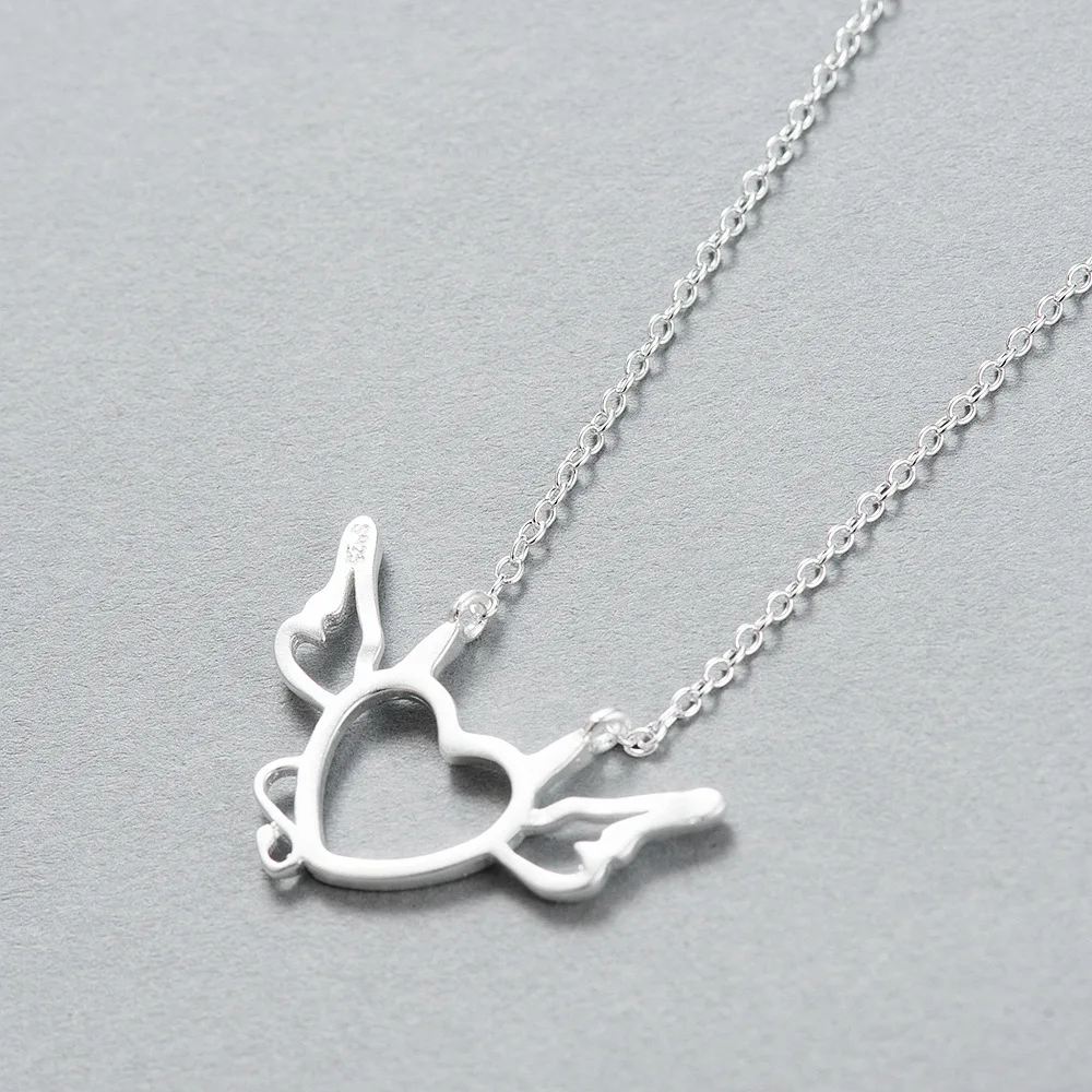 Женский кулон с маленьким дьяволом из серебра 100% пробы|girl gift|chain pendantgift girl |