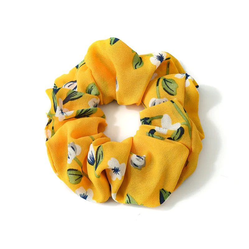 

2019 Printed Floral Scrunchies Women Girls Elastic Hair Bands Hair Accessories Gum For Women Tie Hair Ring Rope Ponytail Holder