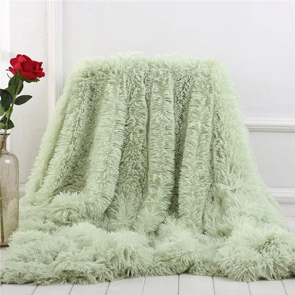 Пушистое плюшевое Флисовое одеяло s для кровати, мягкое одеяло, кондиционер, Манта, одноцветные покрывала, Cobertor, для девочек, для свадьбы, 7A2493 - Цвет: Светло-зеленый