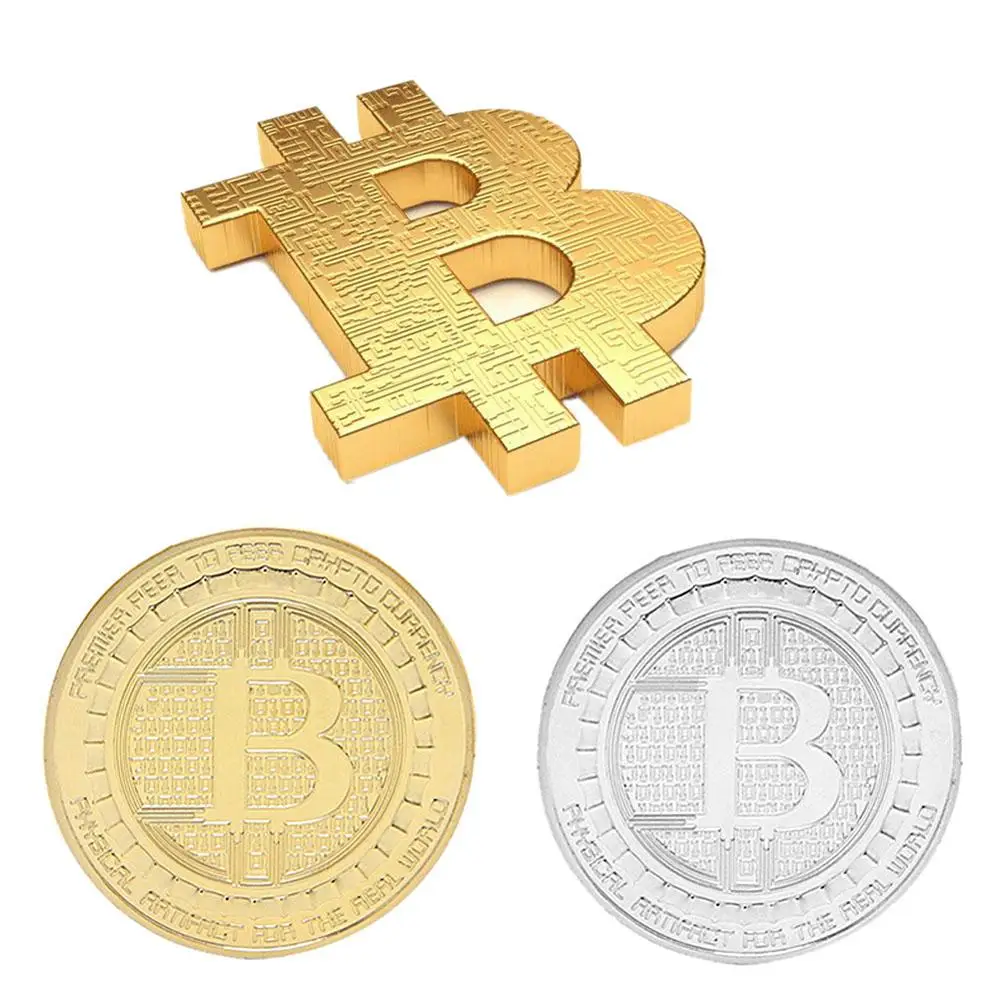 Golden Silver Plated Bitcoin Coin Super BrainCollectible Gift Casasc Commemorative Coin Game Promotional Commemorative Coin