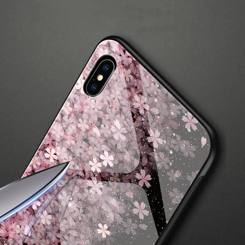 Стеклянный чехол для телефона Sakura iPhone XS MAX XR задняя крышка из закаленного стекла X