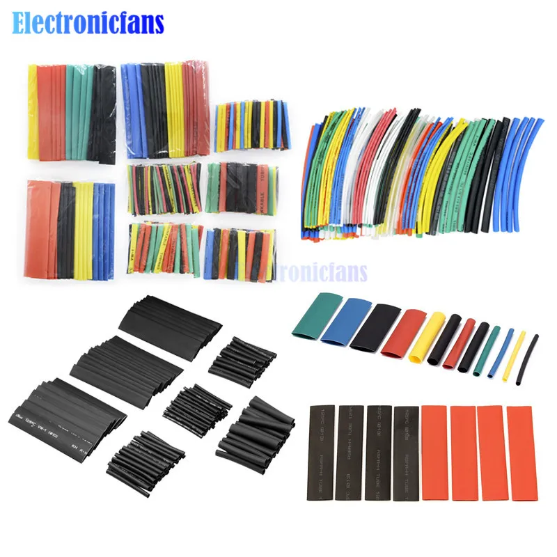 

127/140/328/530Pcs Assorted Heat Shrink Tube Cable Sleeves Black/Colorful Wire Wrap Electrical Insulation Cable Sleeving