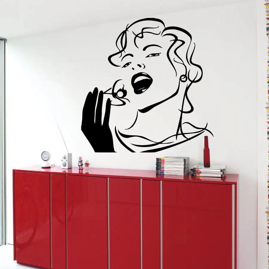 

Wall Decals Retro Woman Model Beauty Salon Vinyl Sticker Murals Wall Decor
