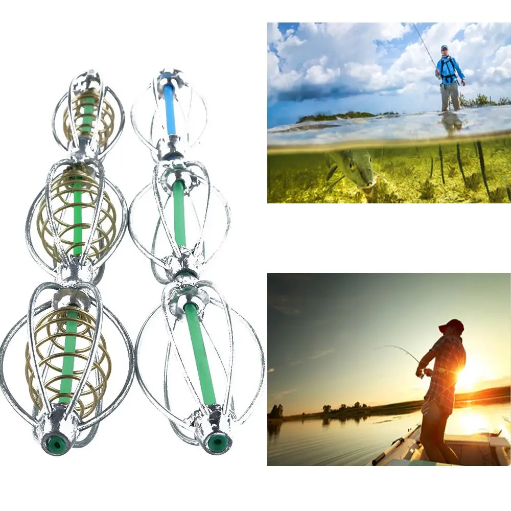 

1PC 6 Wire Method Portable Carp Fishing Feeder with Lead Sinker Quality Fish Bait Basket Lure Fishing Equipment Tools 5/6/7cm