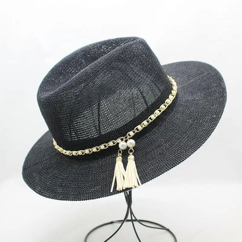 Летняя шляпа женская соломенная шляпа Панама Fedora пляжный отдых широкий козырек повседневные солнцезащитные кепки для женщин крутой Джаз Sombrero