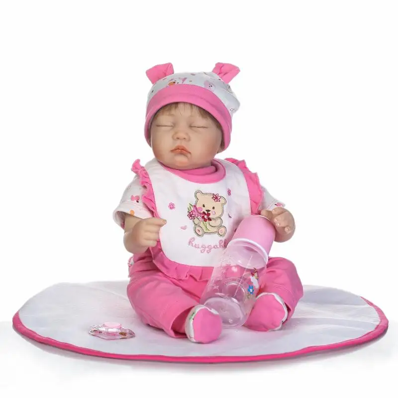 

NPK Sleeping 17 Inch 42cm Soft Silicone Lifelike Reborn Baby Doll Realistic Looking Baby Girl Doll Toddler Eyes Closed Xmas Gift