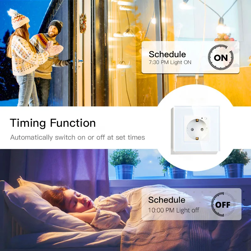 ЕС WiFi умная настенная розетка 16А розетка стеклянная панель Smart Life/туя пульт дистанционного управления работает с Amazon Echo Alexa Google Home