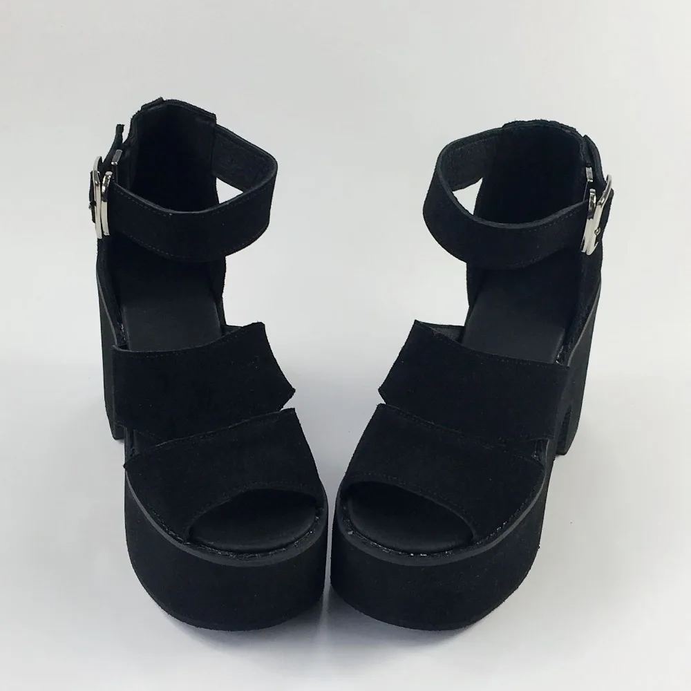 Occasionnels Véritable Sangle Lolita Sandales Ouvert Piscine Boucle Plate Bouche Cuir forme Chaussures Bout Femmes D'été Haute À q5tA11