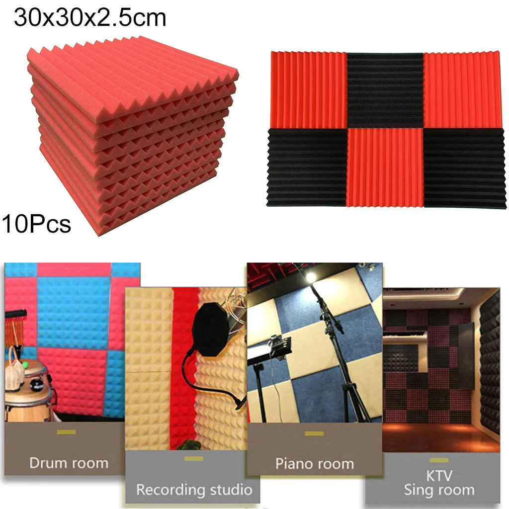 

10Pcs Acoustic Foam Panel Sound Stop Absorption Sponge Studio KTV Soundproof #30