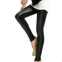 Женские модные кожаные леггинсы с заплатками, женские джинсы, брюки, длинные брюки из искусственной кожи+ хлопковые брюки черного цвета