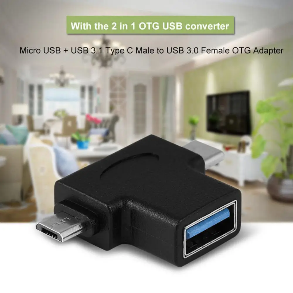 2в1 OTG адаптер USB 3,1 type-C+ Micro USB мужчина к USB 3,0 Женский конвертер USB 3,1 5 Гбит/с для samsung huawei Xiaomi LG Oneplus