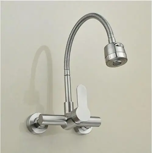 Настенный струйный опрыскиватель кухонный кран с одной ручкой 304 Гибкий шланг из
