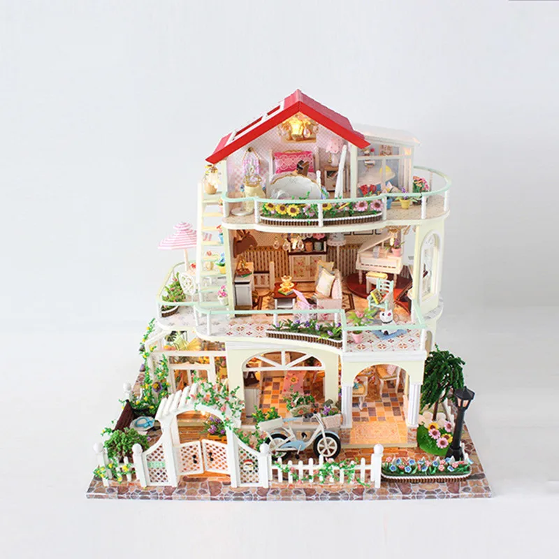 Милый дом DIY Миниатюрный Кукольный домик со всеми кукольный мебель игрушки для