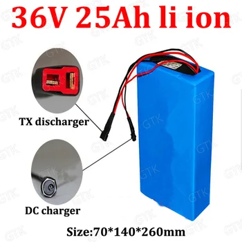 

GTK 36v 25ah lithium ion battery 30ah 18650 li ion With bms for 200w 750w E-Bike electric bicycle Golf Cart Go cart + charger