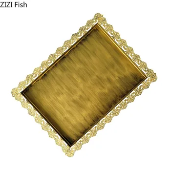 

Bronze Cupcake Tray Metal Iron Rectangle Plate for Cake Tool Accessory Display Plate for Party Decoration Bakeware