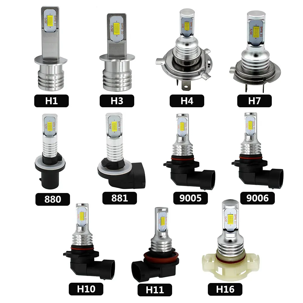 Vehemo H7/H4/H1/H8/H9/H11 передняя фара светодиодный противотуманный фонарь Сверхяркие лампы Автомобильный светодиодный светильник для осветительного прибора