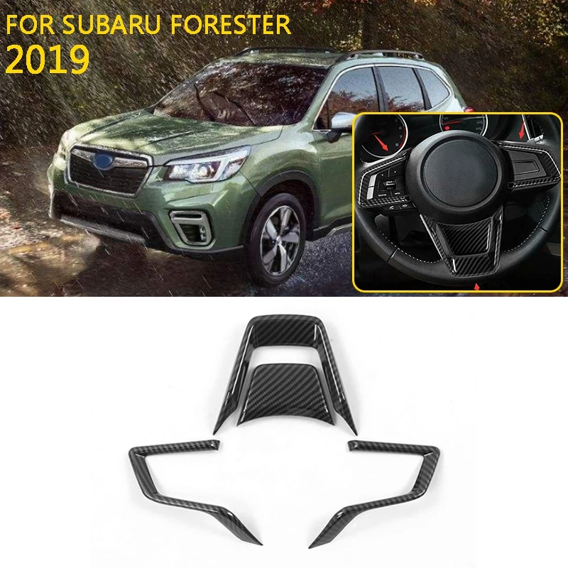 

pcmos 2019 ABS Orange Steering Wheel Button Frame Cover Trim For Subaru Forester Interior Accessories Mouldings Black New 3Pcs