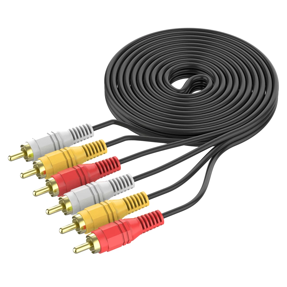 

3RCA to 3 RCA Male to Male 4N OFC Audio Cable Gold-Plated RCA Audio Cable for Home Theater DVD TV Amplifier CD Soundbox RCA Wire