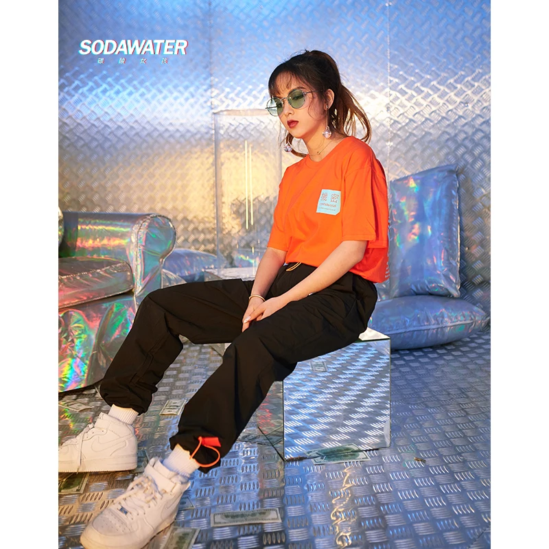 

SODAWATER 2019 Summer Girl Drawstring Cargo Harem Pants 2019 Casual Woman Joggers Pants Ankle Drawstring Girls Pants 81192W