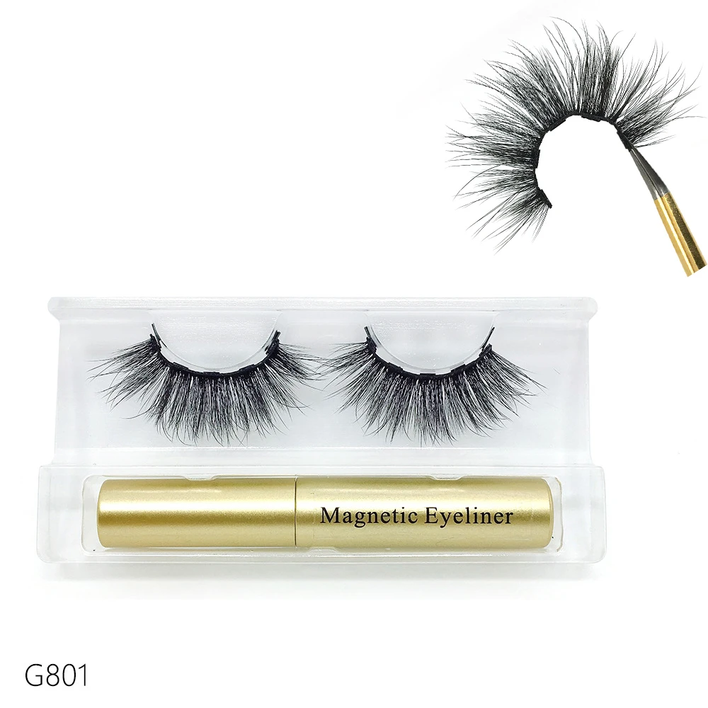 Magnetic Liquid Eyeliner With Magnetic False Eyeashes Waterproof Natural Easy To Wear Makeup Tool Magnet Lashes Extension Set TS - Цвет: G801