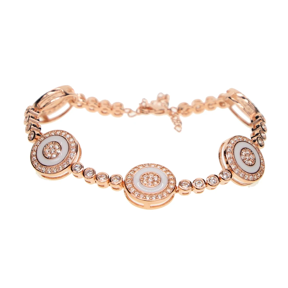 

Pulseira Masculina Tennis Chain White & blue enamel Bracelet For Women Evil Eye Turkish Jewelry Fashion Charm 2019 round charms