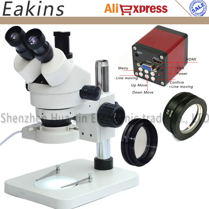 

Simul-focal 7-90X Trinocular Stereo Microscope+HDMI /VGA Industrial Microscope Camera+Adjustable Metal Holder+56 LED Light