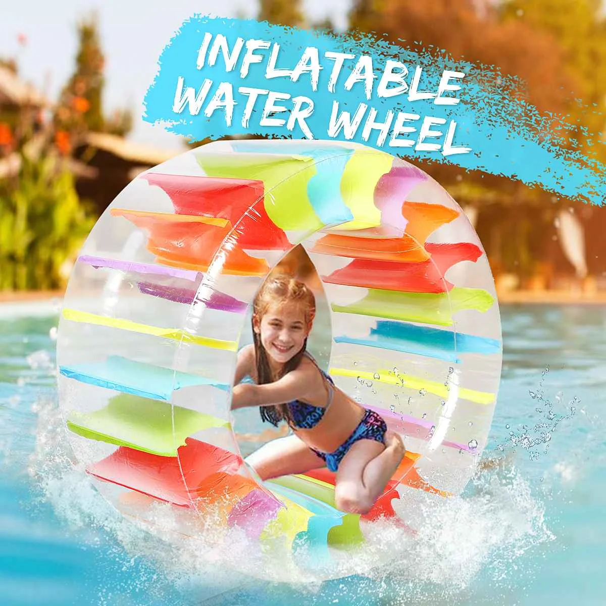 Inflatable Water Wheel Float Roller Pool Toy Swim Roll Beach Summer Game Party Colorful Swimming Pool Accessories PVC Material