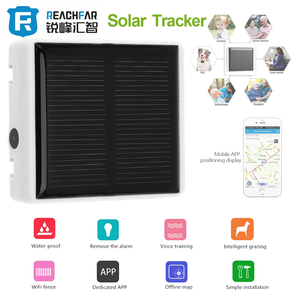 

Waterproof Solar GPS GSM GPRS Tracker Locator SOS Communicator for Pet Kids Children Elderly Personal Web APP Track Two-way Talk
