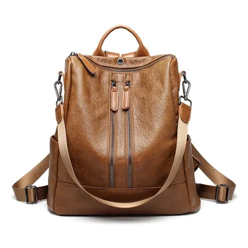 

women's Simple travel Backpack female Leather Backpacks For IPAD Teenage Girls School bags for women 2018 Mummy bag Back pack