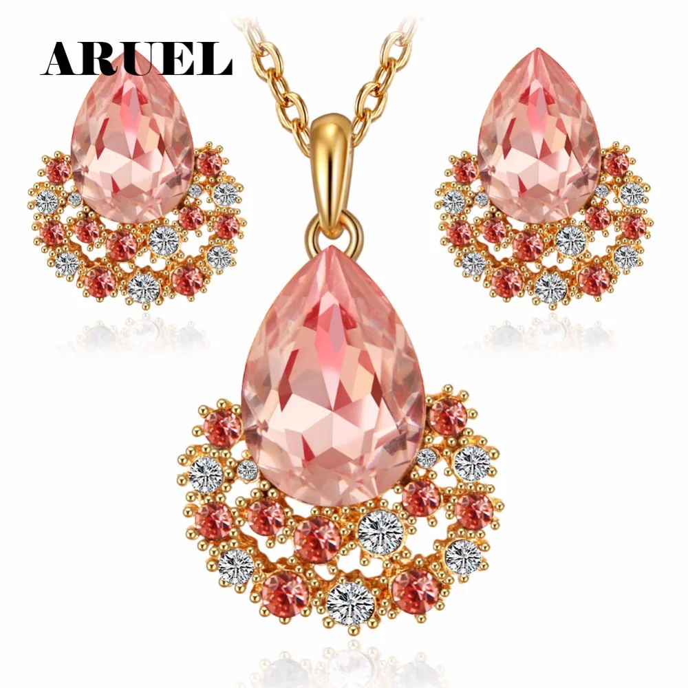 

ERLUER jewelry sets gold color women girls fashion austrian crystal wedding bridal nigerian african party necklace earings gifts